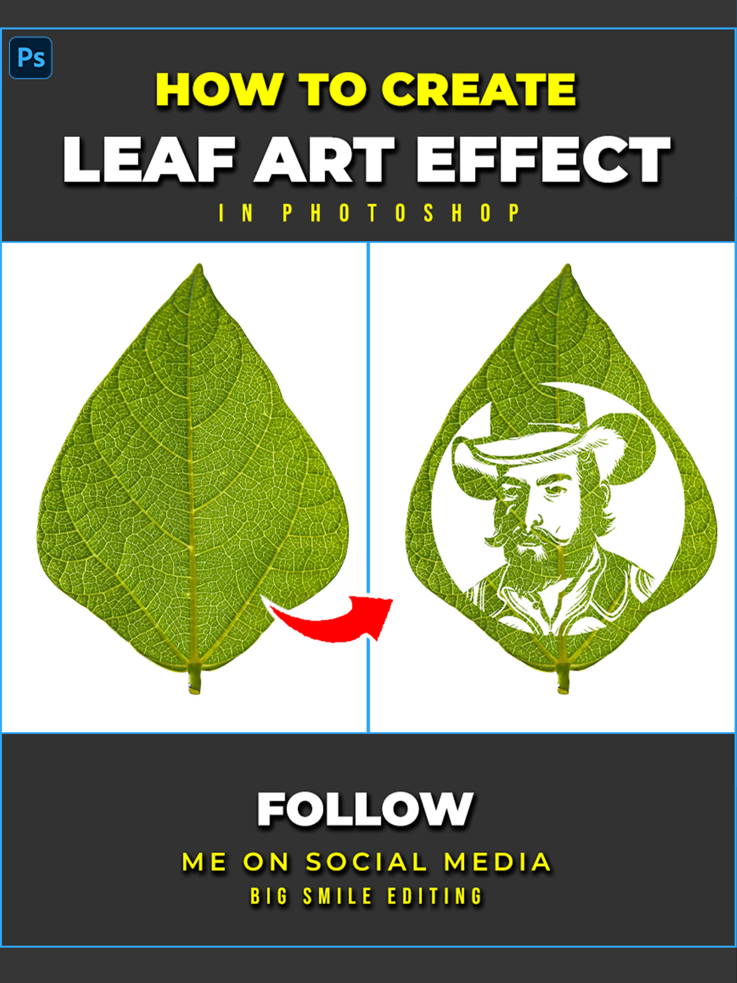 How to create leaf cutting art effect in Adobe Photoshop #photoshoptricks #tutorials #designer #tutorial #photoshop #photography #adobe #adobephotoshop #bigsmileediting