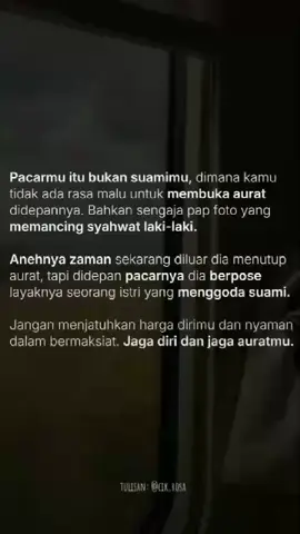 buat akhwat jagalah diri kalian jaga aurat kalian jangan nampakan aurat mu didepan yang bukan mahrom mu pacar mu itu bukan suami mu jadi jangan pernah mengumbarin aurat kalian ya didepan laki laki ajnabi #anakzamansekarang #pemudadakwahakhirzaman #fypシ #bismillahfyp #jagaaurat #istiqomahbersama #pemudadakwah 