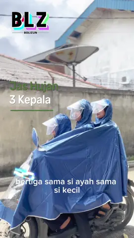 Pas banget buat motoran bertiga sama anak nih😍#bolizun #jashujanmurah #jashujan3kepala 