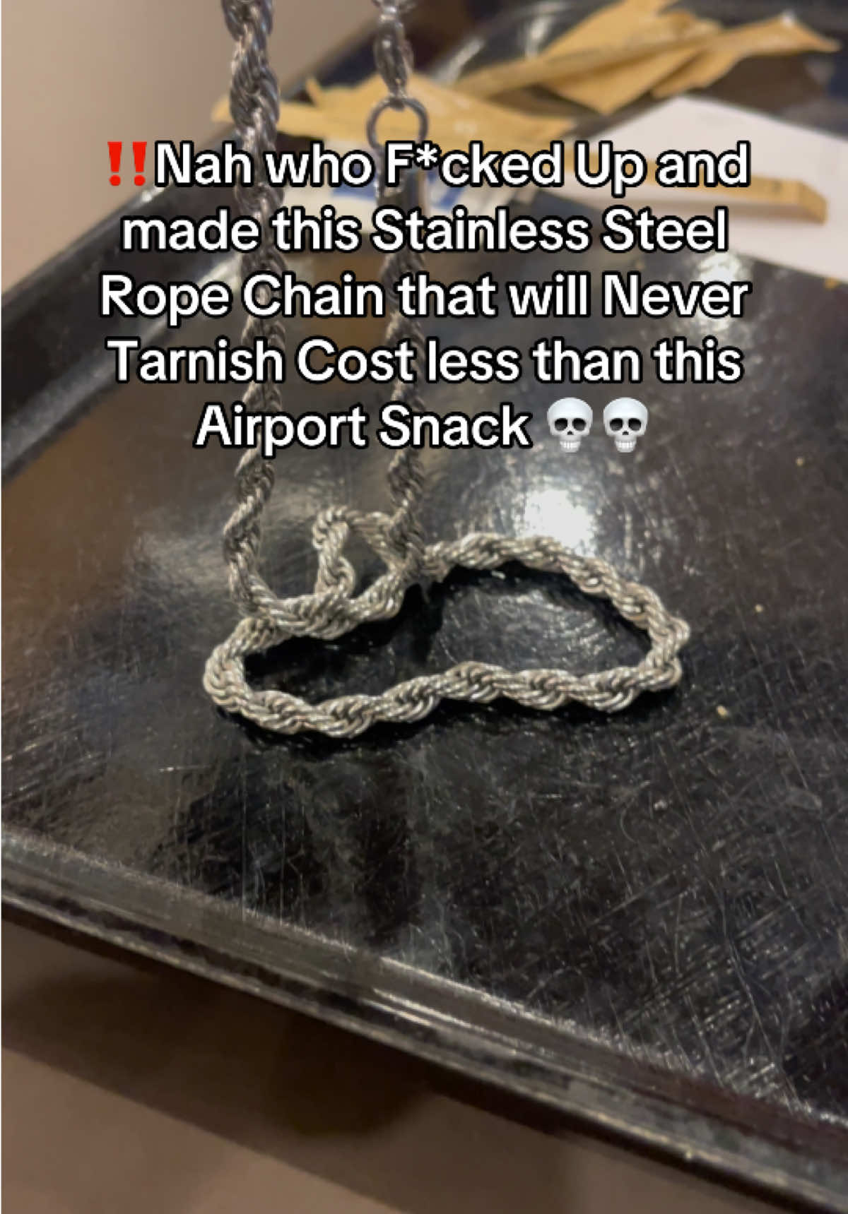 Hurry now B4 they Sell Out 🚀#stainlesssteel #stainlesssteeljewelry #stainlesssteelchain #ropechain #airportsnacks #airportfood 