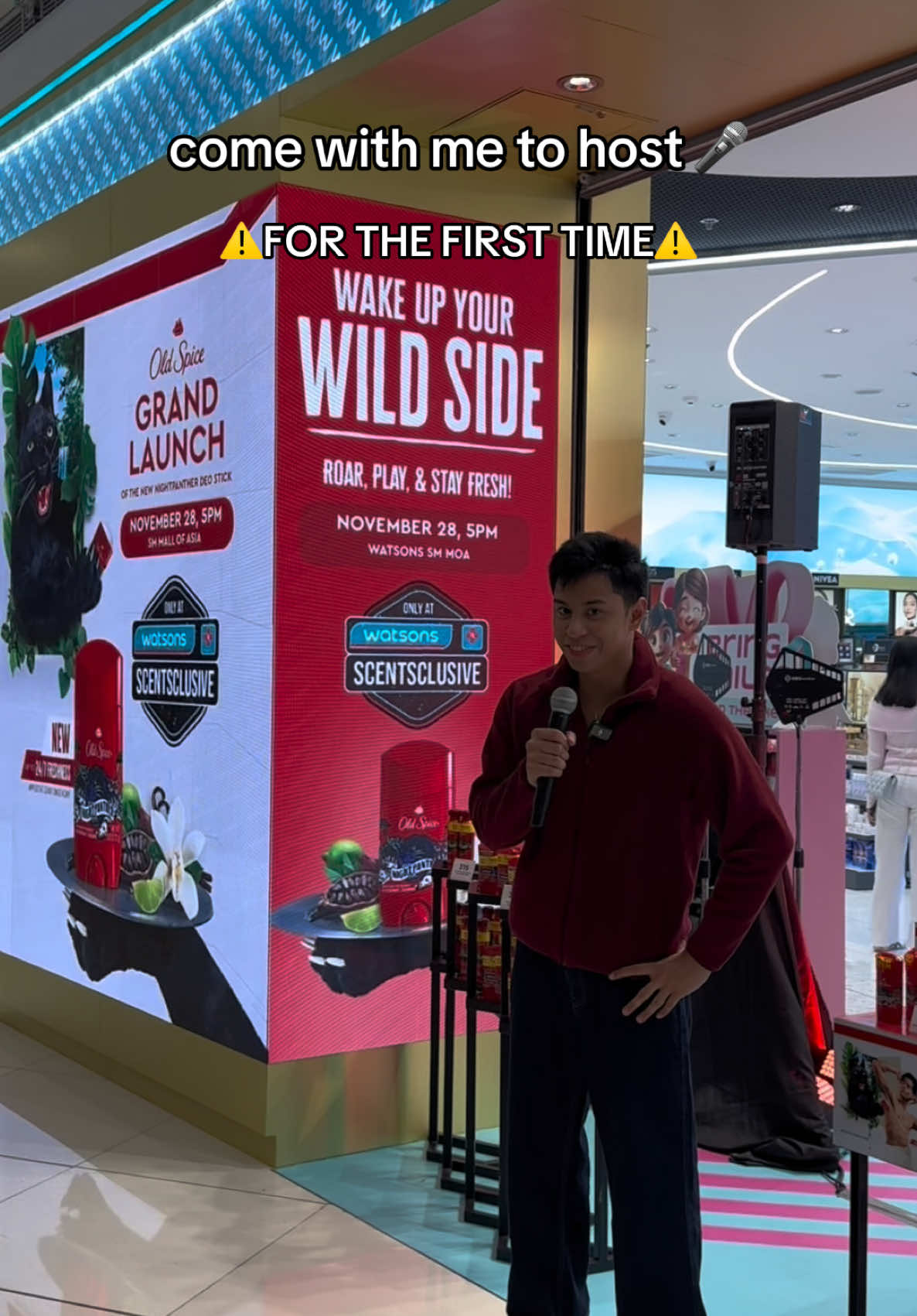 come with me to host for the first time for the #oldspicenightpanther Grand Launch 🐈‍⬛ #oldspiceph #watsonsph #wakeupyourwildside #host #hosting #fyp #russcojarvina 