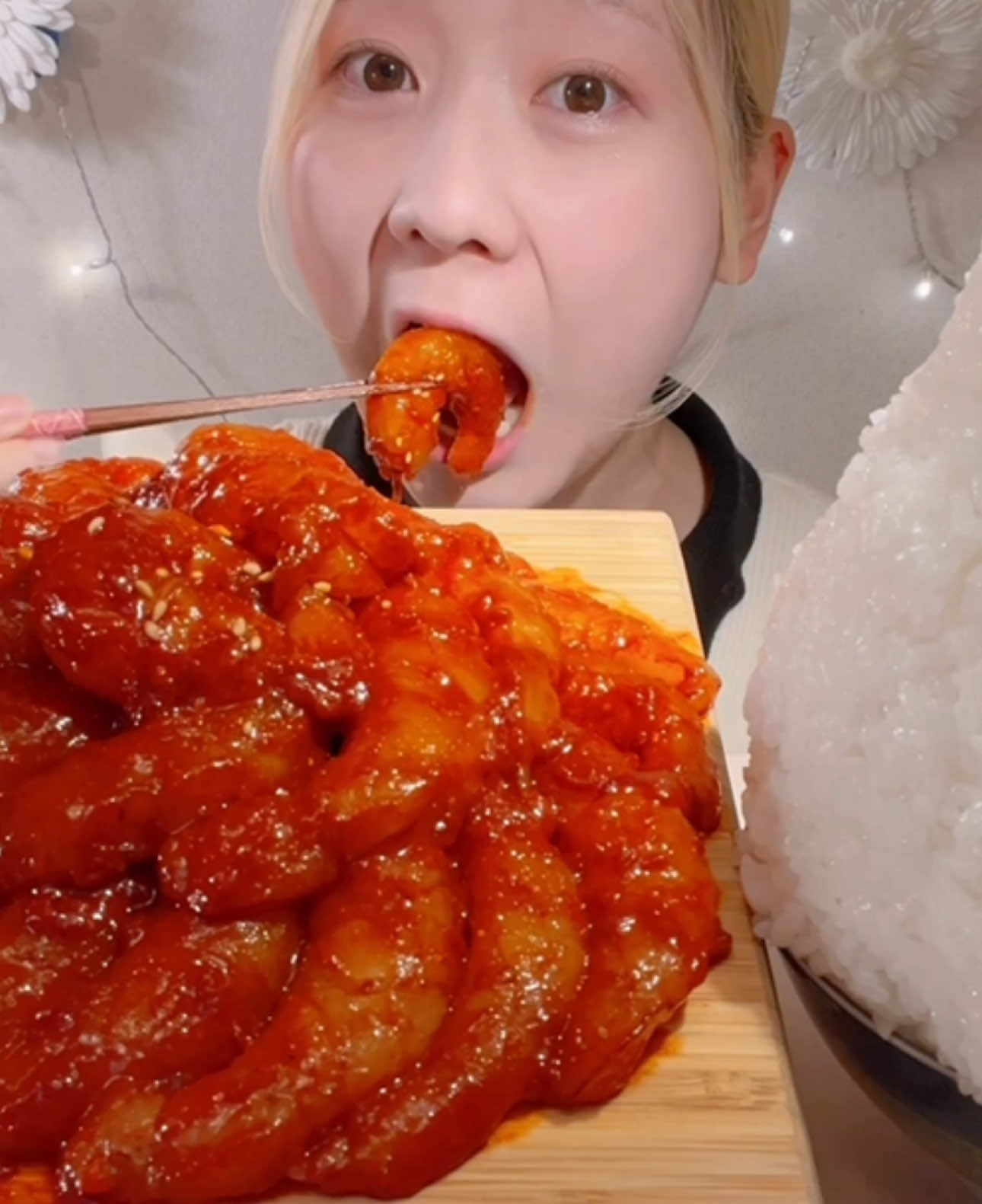 生海老キムチ🔥 Raw Shrimp Kimchi🔥 #tiktokasmr #mukbang 