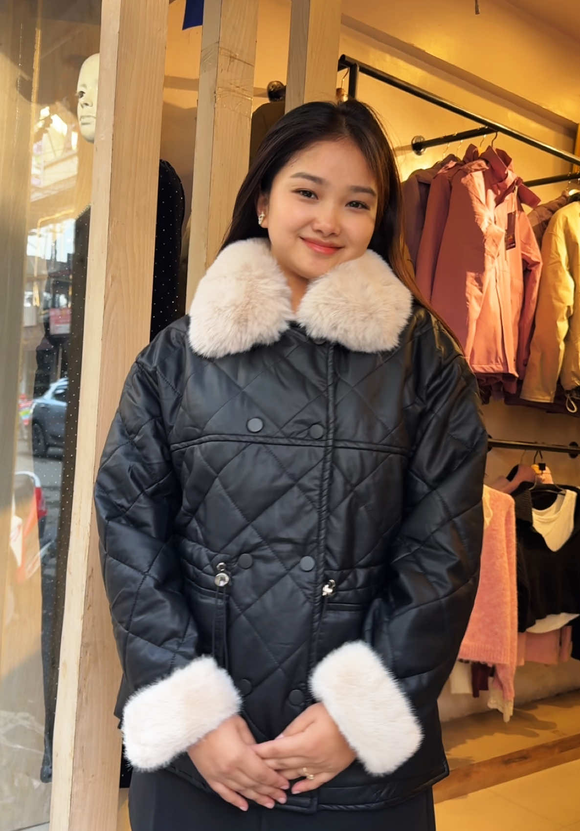 Heavy fur leather jacket for this winter ✨ #fypシ゚ #fypviralシ #iconicnepal #fashiontiktok #OOTD #foryoupage #outfitideas #FitTok #leatherjacket #winterfashion 