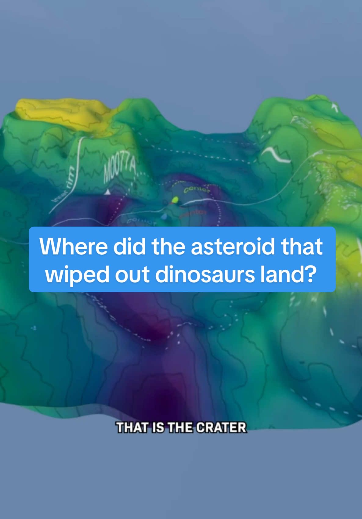 Where did the asteroid that wiped out the dinosaurs* actually land? Let me show you... This is the impact site of a giant space rock wider than Mount Everest is tall from 66 million years ago. But for a long time, we didn’t know it was there... We made a whole video about the cutting edge of dinosaur research, check it out! Follow for optimistic science and tech stories.  *Only the big ones! Birds are dinosaurs! #animation #dinosaur #asteroid #stem