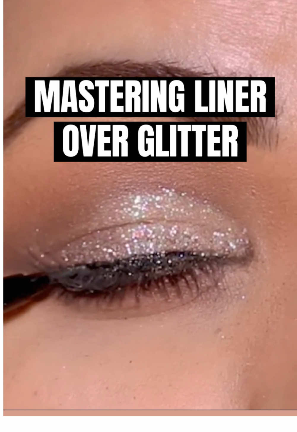 How to: apply EYELINER over glitter makeup (2 ways) ❤️Deets: @NYX Professional Makeup Metallic Beauty Beam glitter @OFRA Cosmetics, LLC Cosmetics Verified Liquid Eyeliner #Eyeliner #eyelinertutorial #eyelinerhack #eyelinerhacks #wingedeyeliner #glitter #glittermakeup #makeuptutorial #makeuphacks #makeup #makeuproutines 