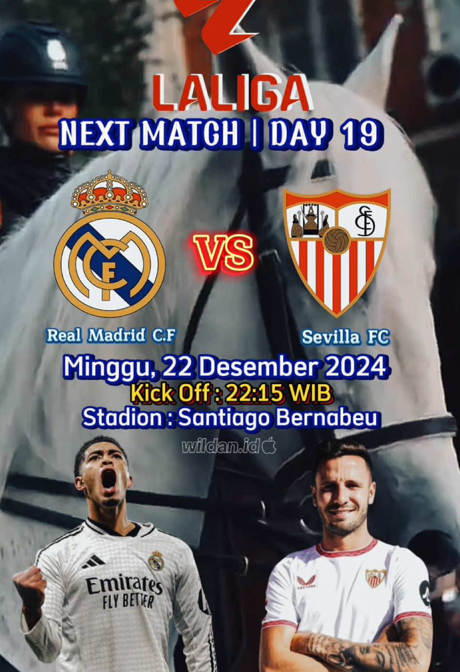 Next Match Day 19 Laliga | Real Madrid C.F VS Sevilla FC. | Ayo King raih 3Point nya🤍😎 #realmadrid #halamadrid #laliga 