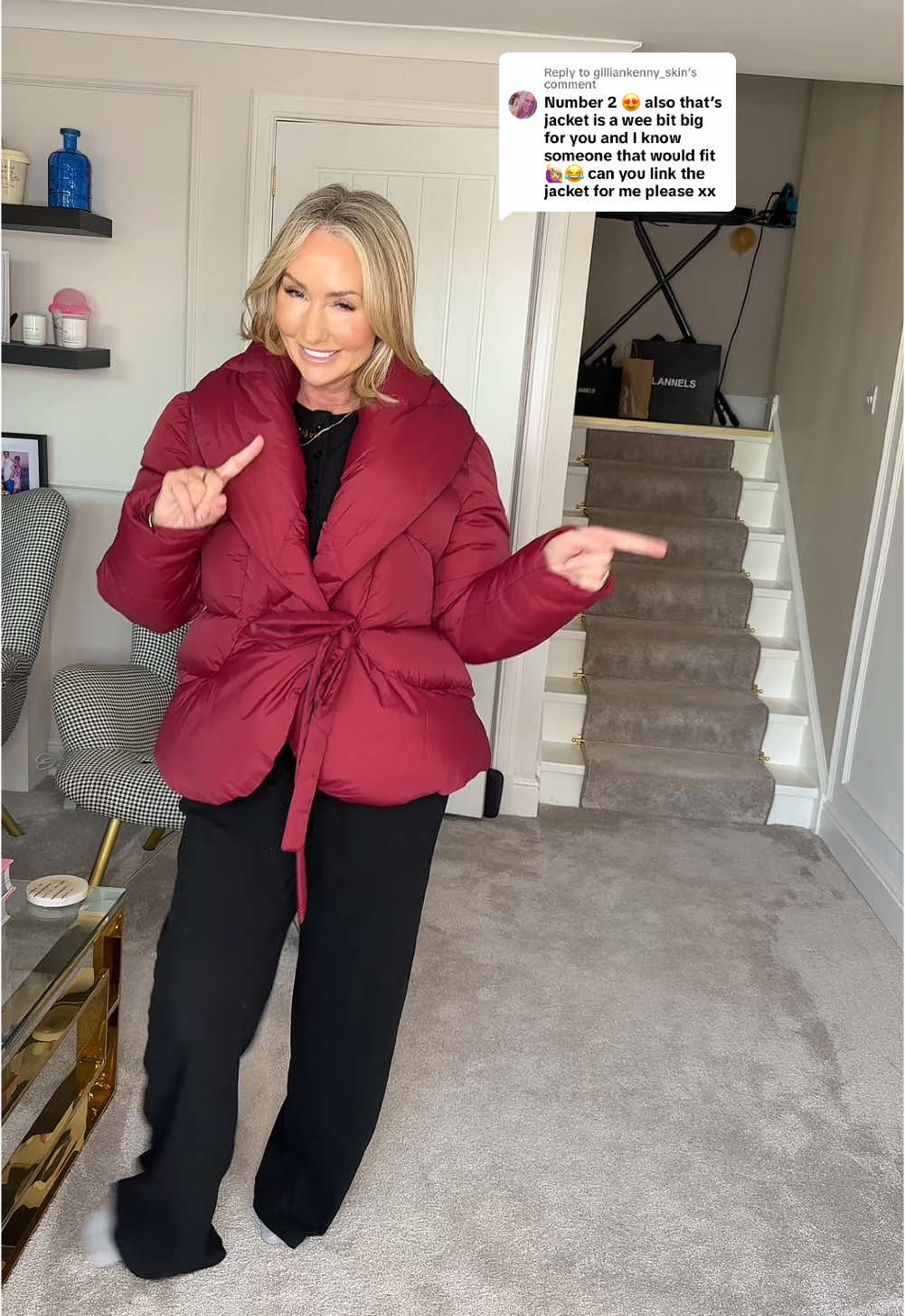 Replying to @gilliankenny_skin kind of obsessed with the colour of this jacket and the fit if it was an 8 #jacket #puffer #burgandy #colouroftheseason #karenmillen #tiktokmademebuyit #dealdrops 