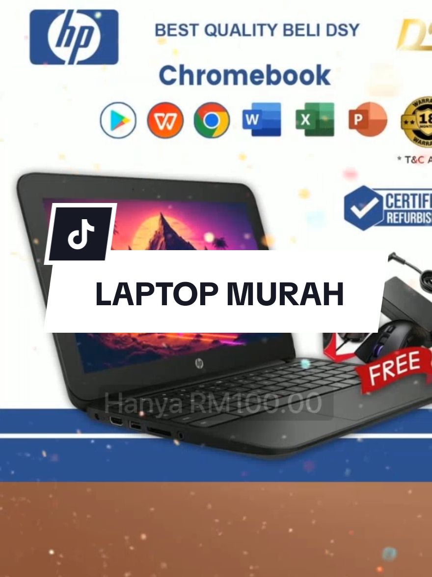 Hanya RM100.00 untuk (Refurbished) HP LAPTOP CHROMEBOOK Warranty 18 Month PLAYSTORE 4GB RAM SSD 16GB HDMI WEBCAM WIFI STUDY USE BUSINESS USE IMIKA! Jangan ketinggalan! Ketik pautan di bawah #laptopmurah #chromebook #hplaptop #murah #viral #viralvideo #trending #murah #tiktokmalaysia🇲🇾 #viraltiktok 