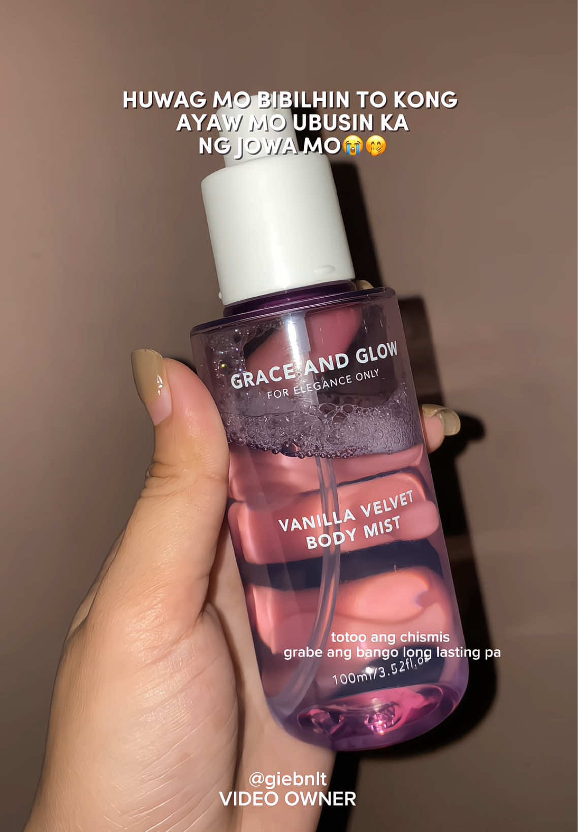 Legit ang bangooooo long lasting pa😍😭 Perfect Body Mist From Grace and Glow + Vanilla Velvet + with long lasting scent totoo ang chismis ang bango pala talaga nito😫😍 #graceandglow #foreleganceonly #fyppppppppppppppppppppp #trending #bodycare #bodymist #bodymistgraceandglow #graceandglow #bodymist #longlastingbodymist #fyp#
