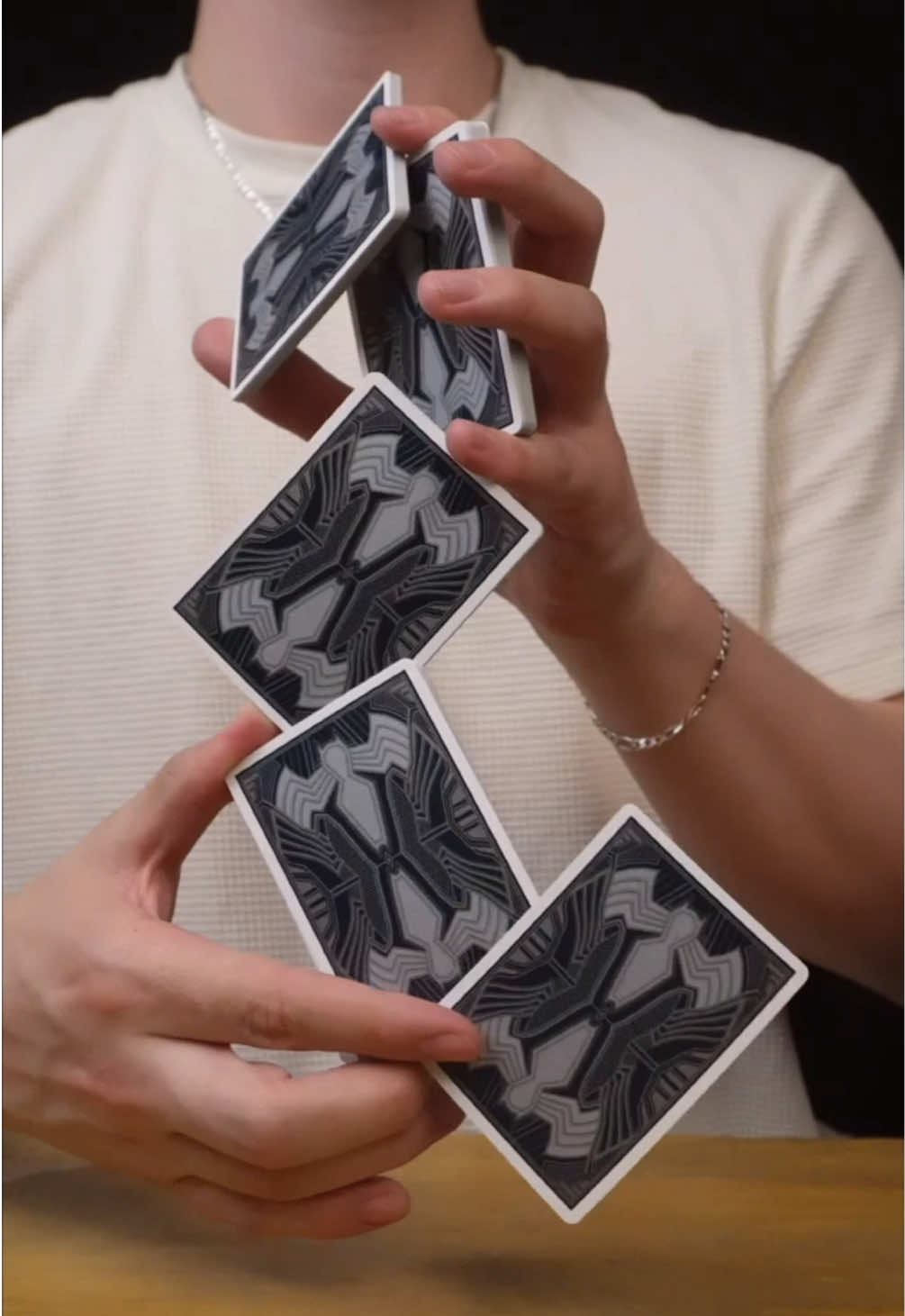 What do you think of these Venom playing cards? #venom #spidey #spiderman #tasm #marvel #marvelstudios #marveltok #marvelfan #shuffles #satisfying #thedudewithcards #skills #fup #foryou #4up 