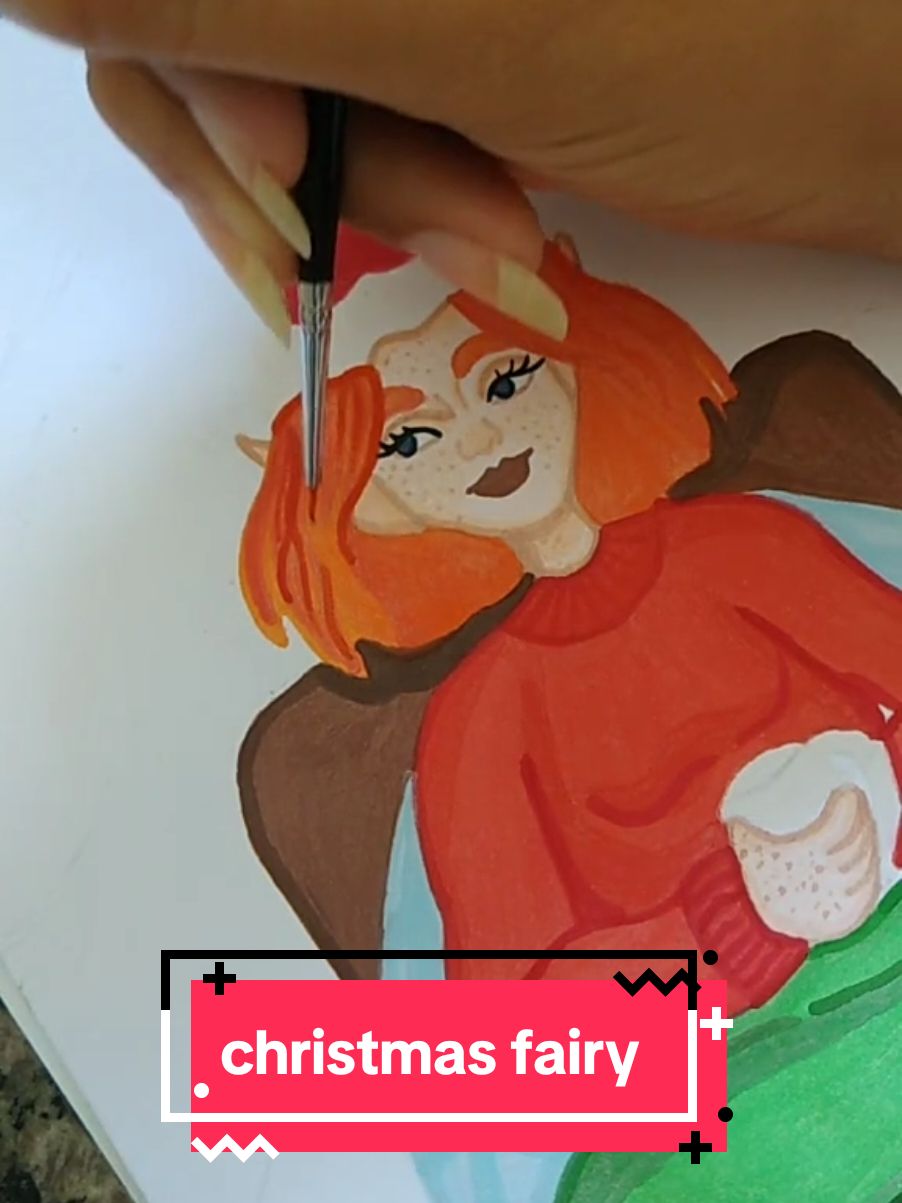 #tbt desaa fadinha tomando seu chocolate quente no maior clima de Natal! 🎄🎁❤️ . . #christmas #fairy #painting #watercolor #artist #art #artista #arte #natal #pintura #aquarela 