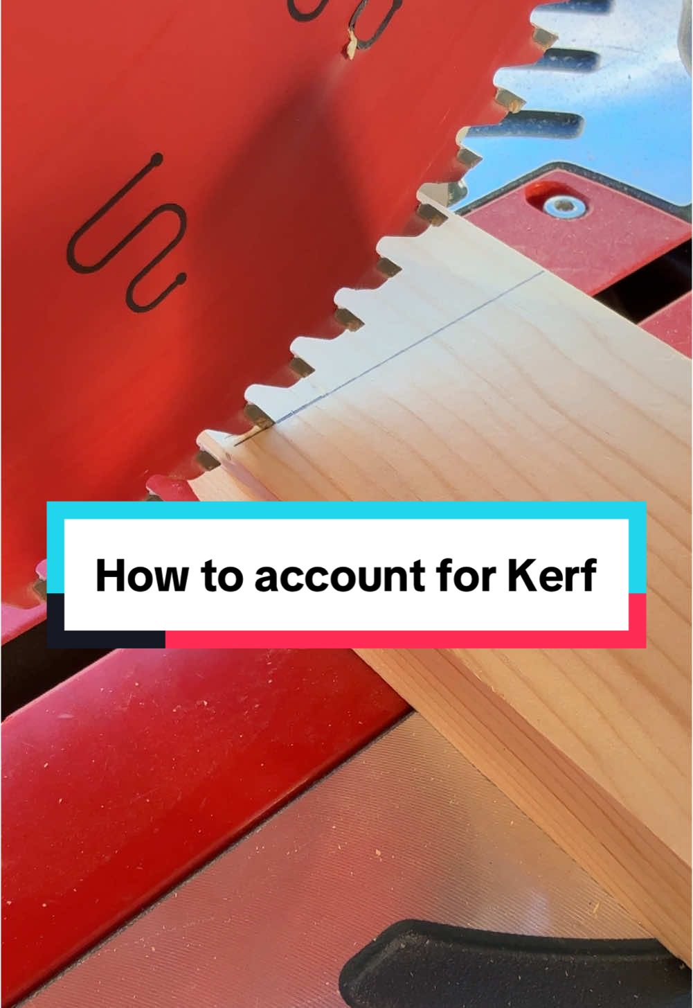 If there’s one thing that can make the biggest difference in your woodworking projects, it’s understanding how to account for kerf when cutting wood. 🤔 So, what is kerf?  It’s the width of the cut made by your saw blade—the small amount of material that turns into sawdust as the blade passes through the wood. While it might seem tiny, not accounting for kerf can leave your pieces too short or mismatched, and nobody wants that! 💡 Here’s how to account for it: 1️⃣ Measure and mark the side of the wood you want to keep. 2️⃣ Align the saw blade such that it is completely on the waste side of the line to ensure the kerf doesn’t eat into your final measurement. 3️⃣ Make the cut. This small adjustment can make a BIG difference in the accuracy and fit of your cuts.  Knowing this simple tip helps you make precise cuts and professional-looking projects every time.  Also... measure twice, cut once. #woodworkingtips #woodworkingproject #woodworkingtools #woodworkingskills #tiktokpartner 