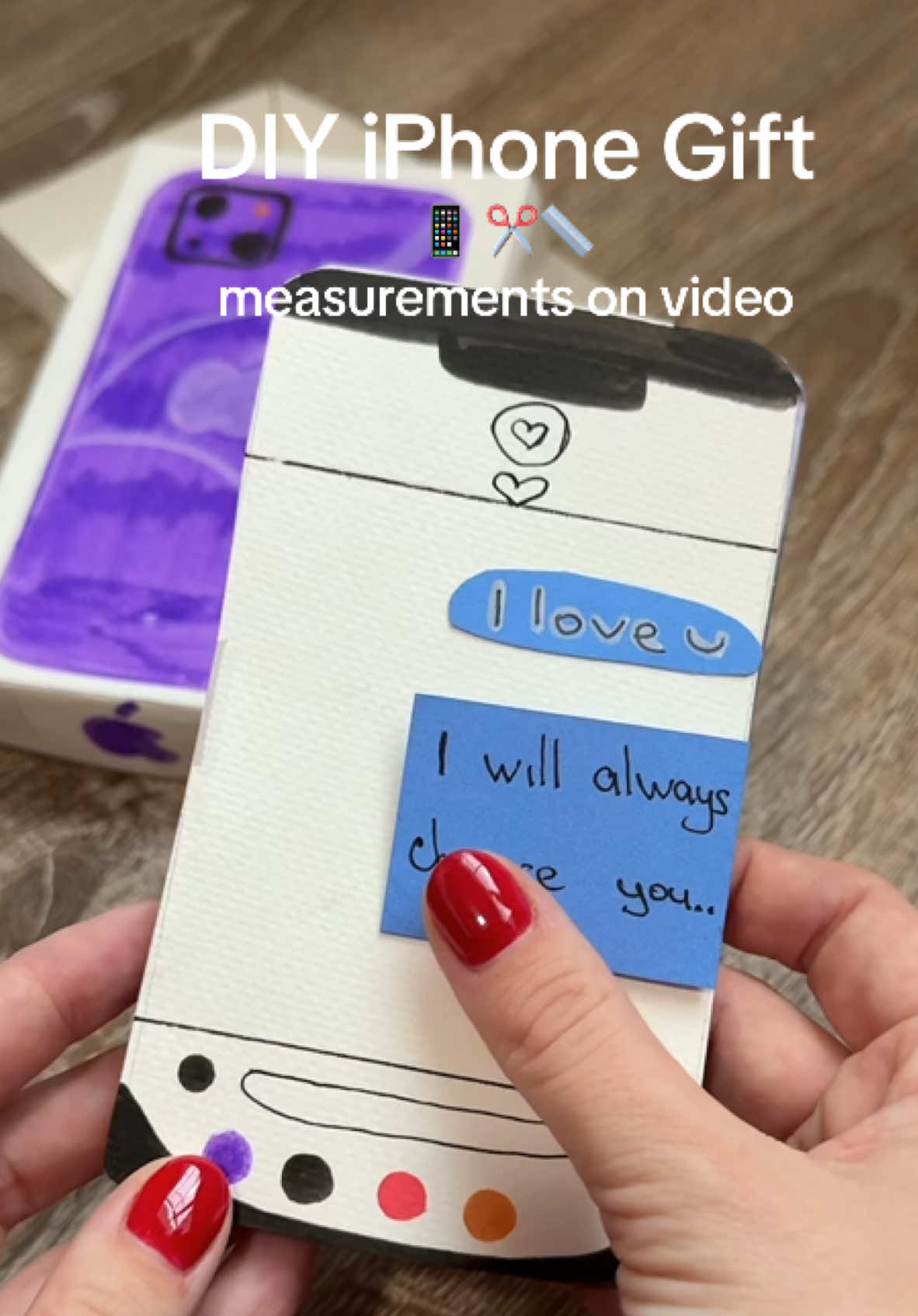 Paper Iphone and box tutorial. Make it as a gift with love messages📱💕 #giftidea #paperdiy #papercraft #handmadegifts #iphone #giftforboyfriend 