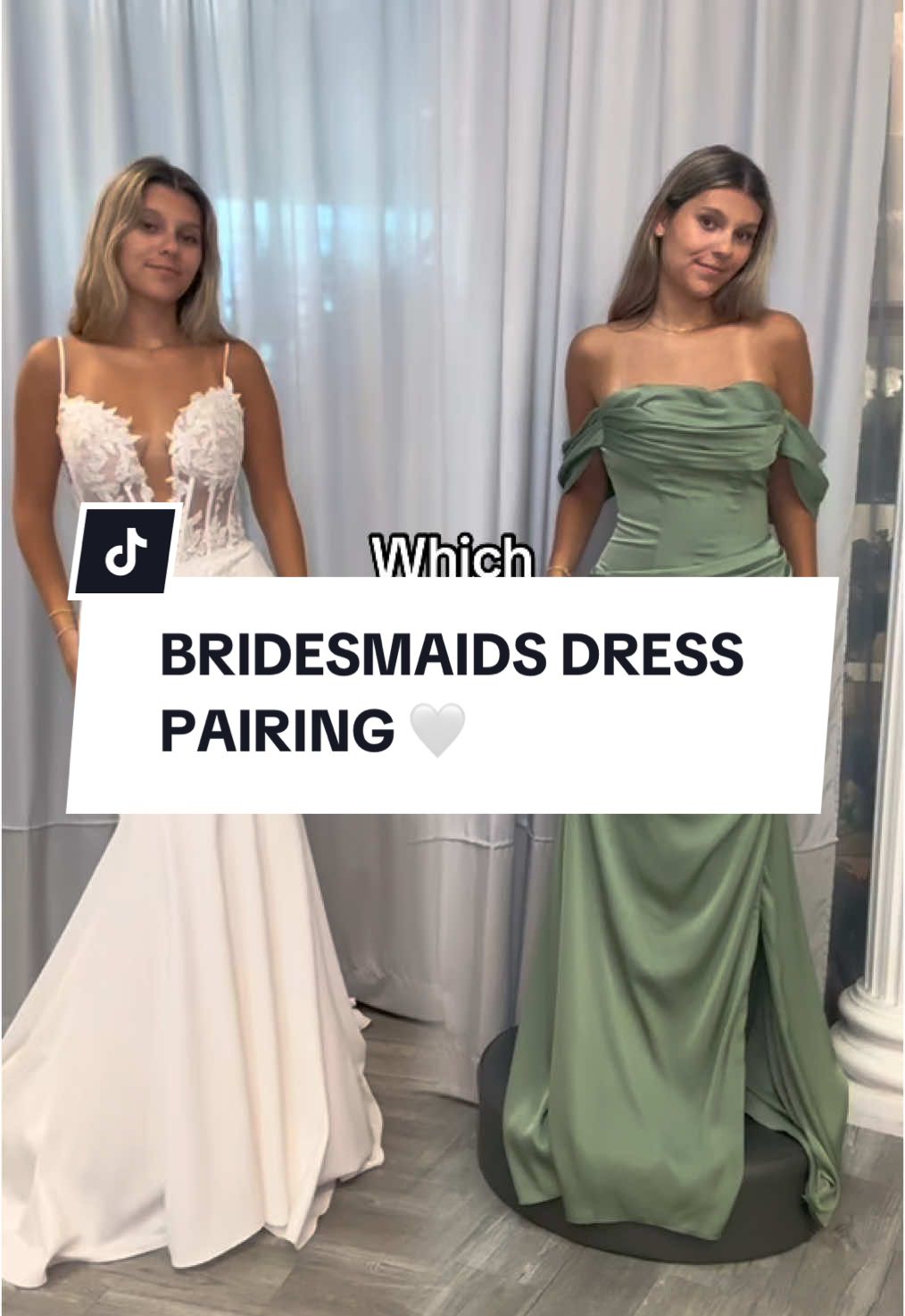 Which bridesmaids dress would you choose to pair with this wedding dress? 💍 Book your appointment online today 🤍 #BestForBride #2025bride #weddingdressshopping #bridesmaidsdresses #weddingdressinspo 