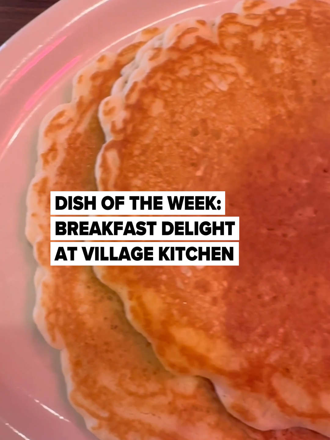 Enjoy the comfort of fluffy pancakes, eggs, bacon and holiday decorations at Village Kitchen in Ann Arbor for this week's Dish of the Week. #annarborrestaurants #michiganrestaurants #pancakes #annarbor