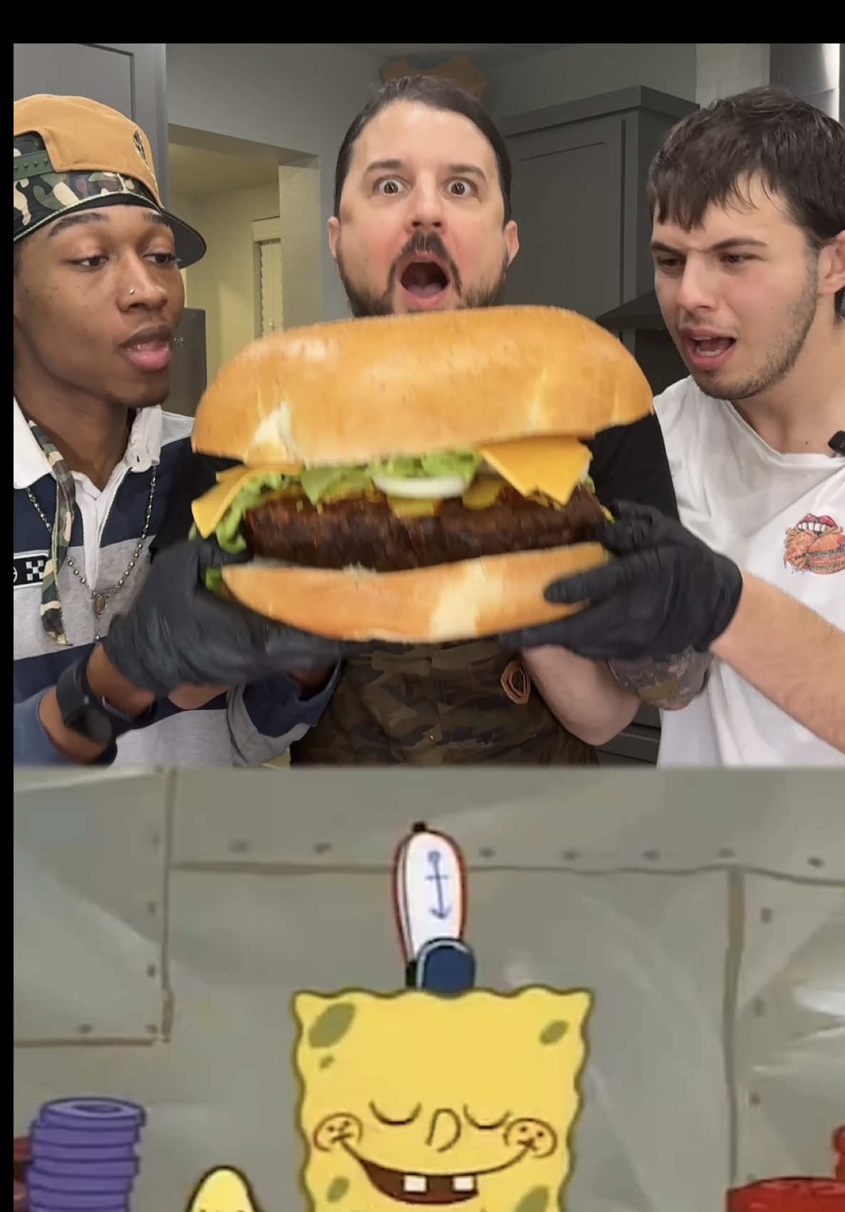 SpongeBob Krabby Patty Burger 🍔 w/ @yofoods23 & @Sae #satisfying #tiktokfood #Recipe