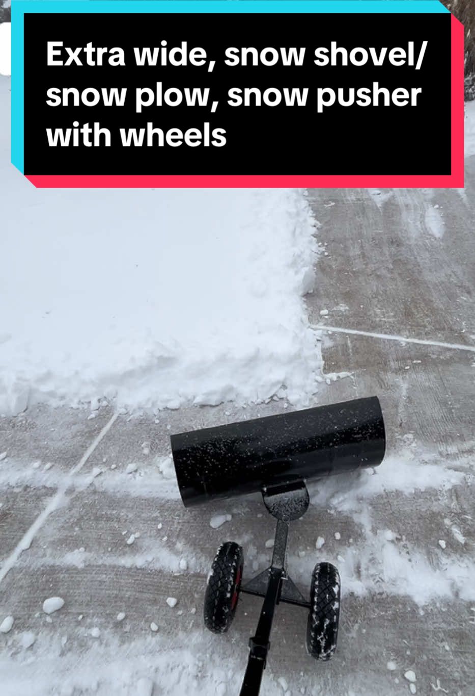 Extra wide snow shovel, snow plow, snow pusher with wheels. This thing works really slick cleans the driveway less than half the time. #snow #snowshovel #snowshoveling #snowplow #shovelwithwheels #snowshovelwithwheels #snowshovelwithwheels #snowpusher 