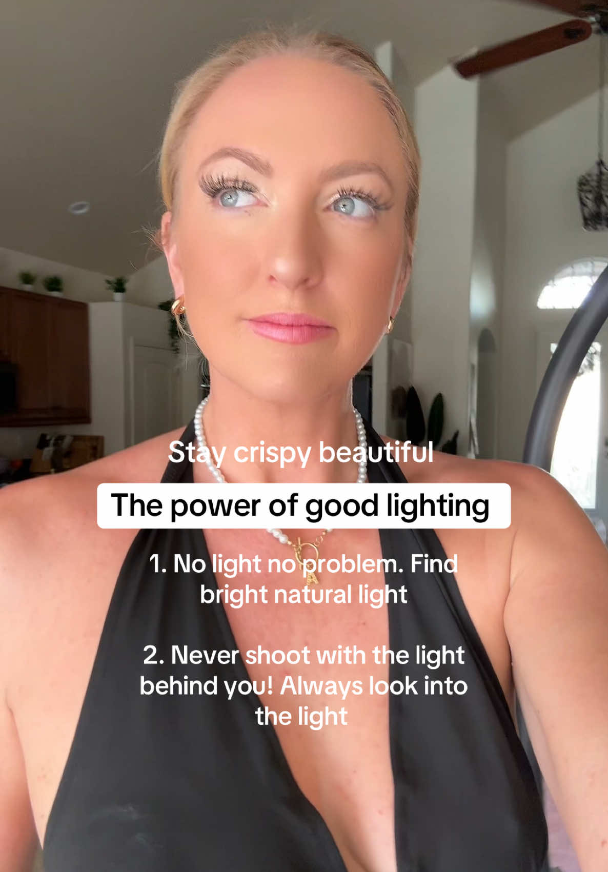 2 tips to better lighting in your videos:  1. No light no problem. Find bright natural light  2. Never shoot with the light behind you! Always look into the light  #contenttips #contentcreators #tipsforbegginers #contentcreatortips #fyp #goodlighting 