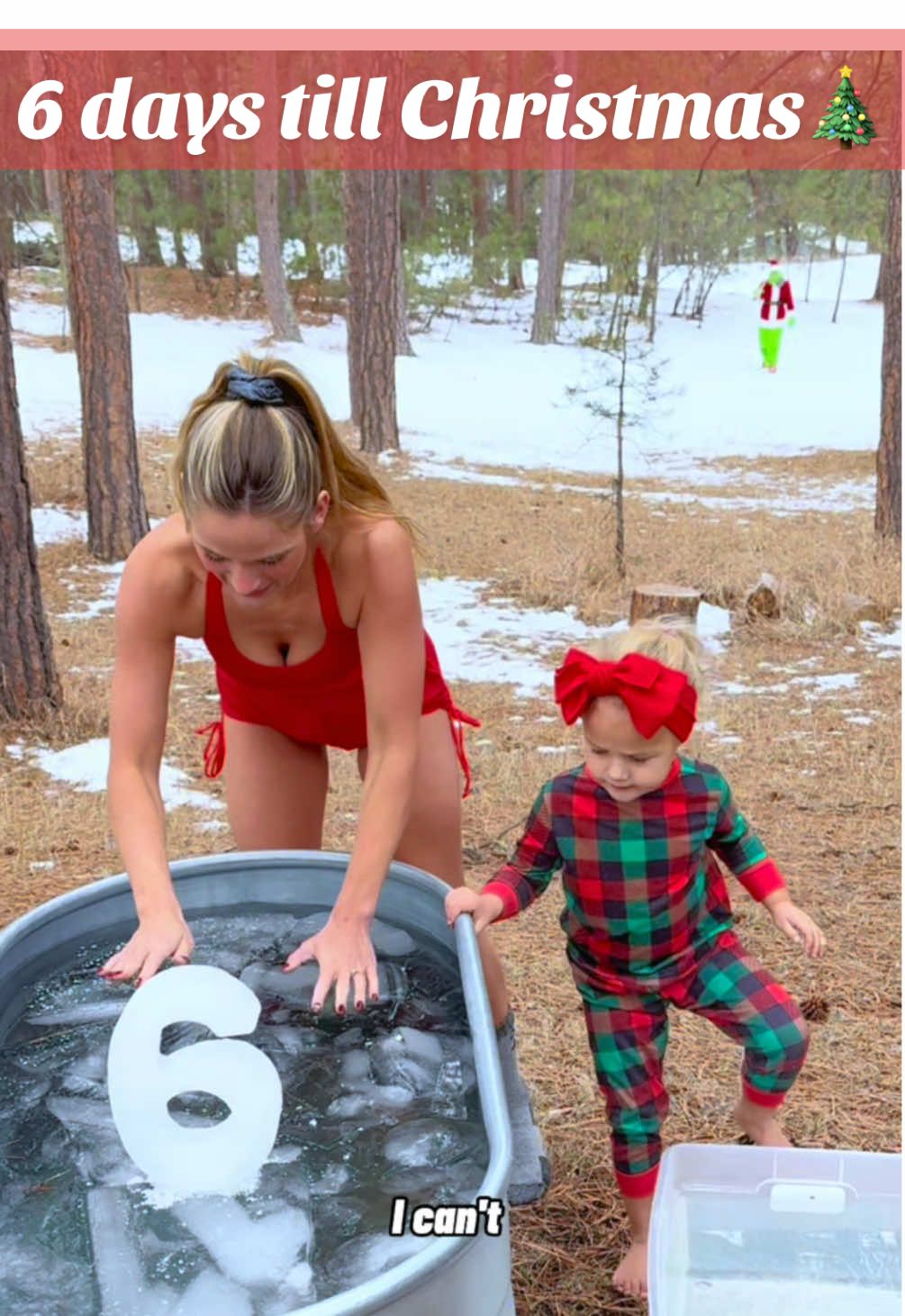 Freezing our way to Christmas 😅 #icebath #icequeen  #coldplunge #momlife #motherdaughter #mommyandme #mom #daily #funny #ice #christmas #countdown #christmascountdown #frozen #snow #cold 