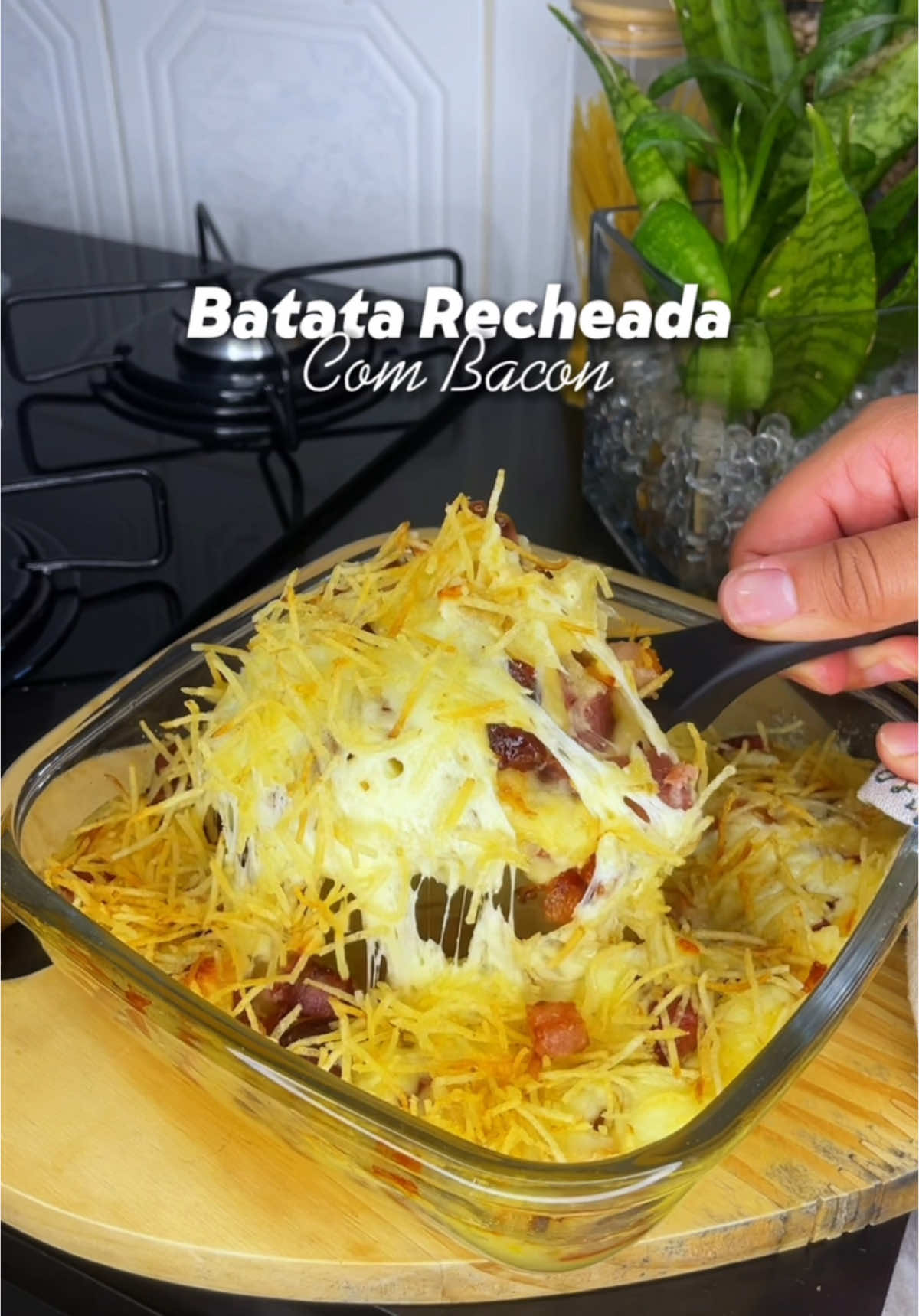 Batata recheada com bacon 🥓❤️ #receitas #almoco #comidafacil #escondidinho #batata #fyp 