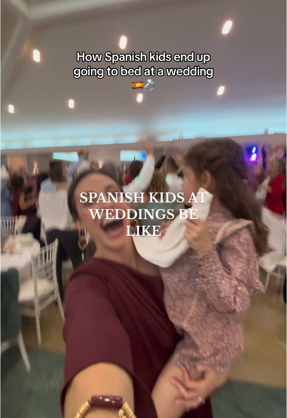 -Them: How can you sleep with so much noise?! *Spanish kids sleeping on top of a couple chairs at weddings, baptisms, and concerts🤣 #weddingtiktok #weddingtok #weddinginspo #spanishwedding #lifeinspain #spain #tiktokespaña #cultureshock #culturaldifference  