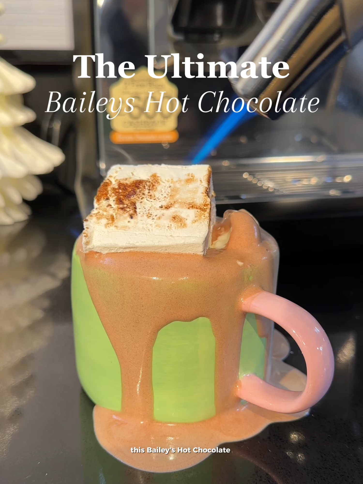 Any excuse for a Bailey's hot chocolate, am I right? 🍫🎄✨ #baileyshotchocolate #homemademarshmallows #hotchocolaterecipe #hotelchocolat #hotchocolate #sagebaristaexpress