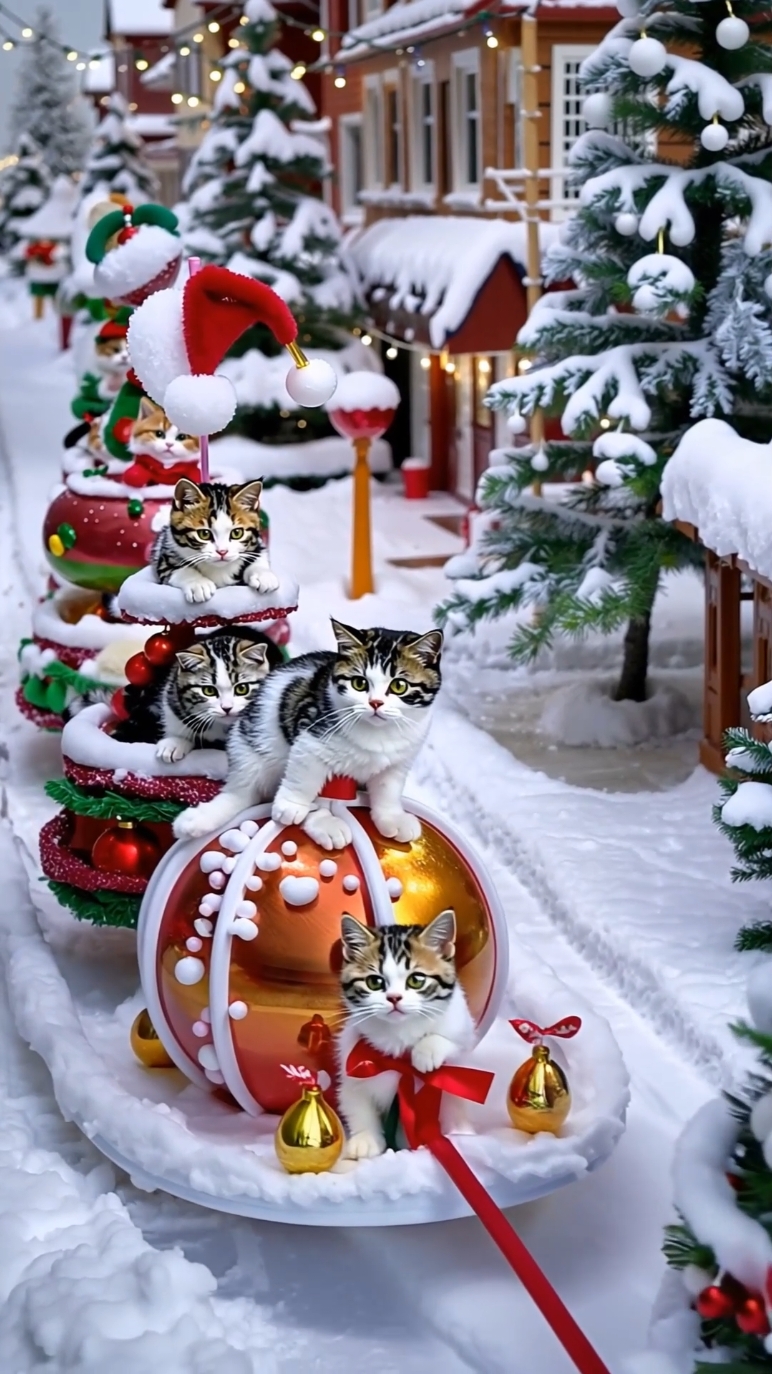 Santa Hats and Parade Floats: Kittens Spread Christmas Joy! 🎅🐱🎄❄️ #christmas #christmas2024🎅🎄 #newyear2025🎉 #happynewyear #usa🇺🇸 #usa_tiktok #cat #kittens #christmasvideos #christmasideas #merrychristmas 