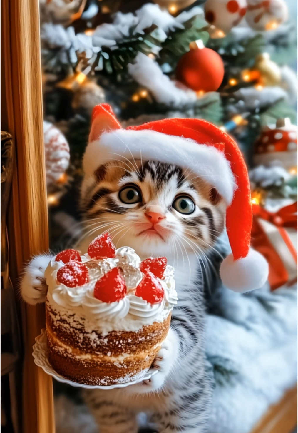 Kitten Delivery – Part 2🐈‍⬛子猫のケーキ配達Part 2🐱🐾 #christmas #cat #cats 