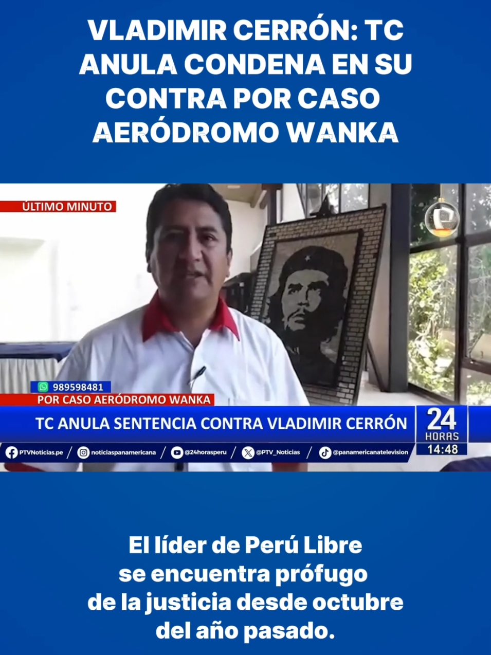 El Tribunal Constitucional ha declarado nula la sentencia de 3 años y 6 meses de prisión efectiva contra el prófugo Vladimir Cerrón por el caso Aeródromo Wanka. #PanamericanaTelevisión #TC #AeródromoWanka #sentencia #videoviral #VladimirCerron 