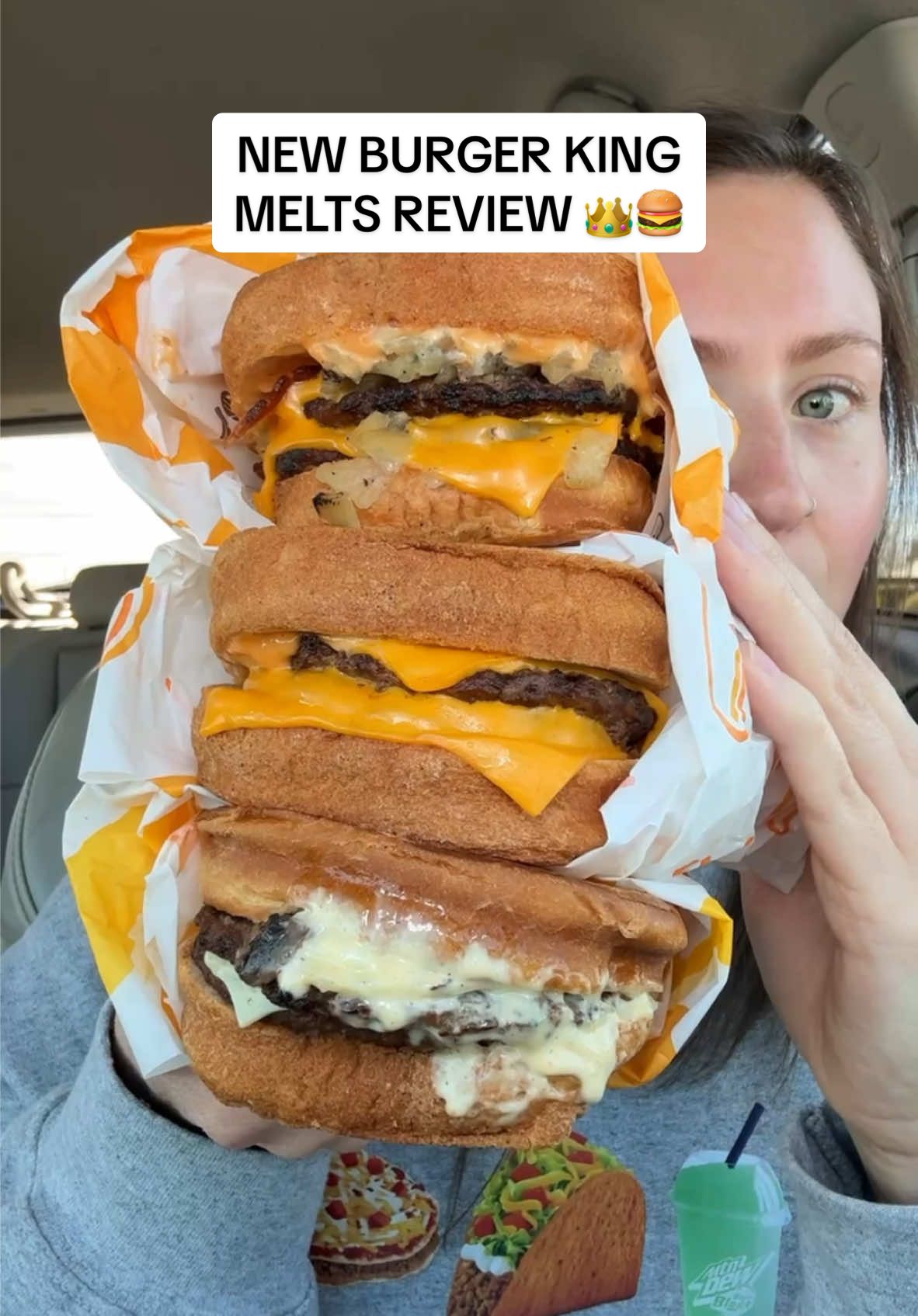 TRYING THE ICONIC BURGER KING MELTS! 👑🍔 have you ever tried these? @Burger King #burgerking #pattymelt #fastfood #newfood #burgerkingmelt #grilledcheese #cheese #bacom #mushroomswiss #sauce #newfoods #throwback #foodreview #tastetest #whopper #cheeseburger #burger #morganchomps 