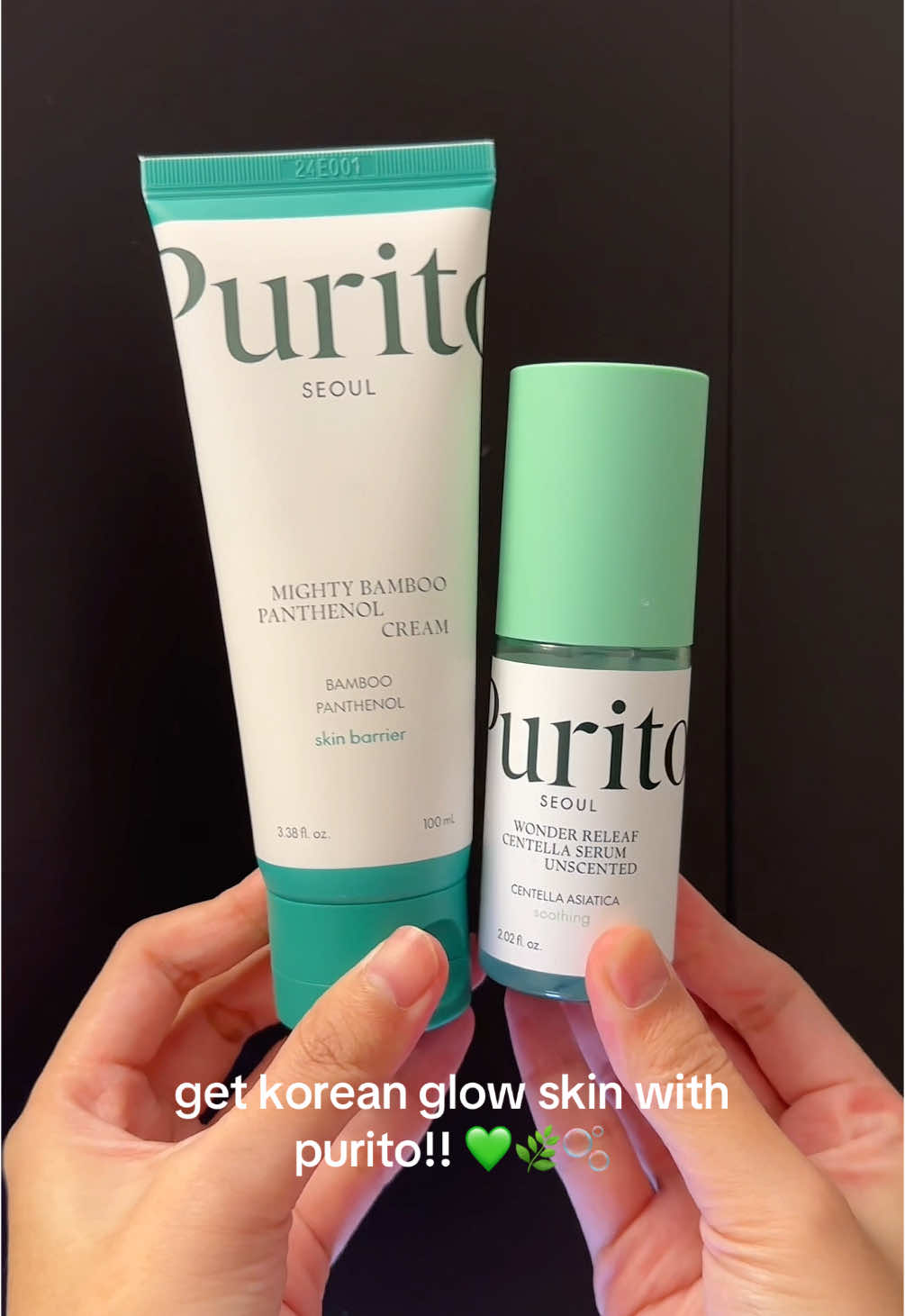 your sign to start a korean glow skin routine!! 🌿💚🫧 @PURITO SEOUL  #glowcream #panthenol #centellaserum #soothingserum #glassskin #koreanskincare #skinbarrier #skintok #purito #puritoseoul #soothingserum #kbeauty #koreancentella #sensitiveskin 