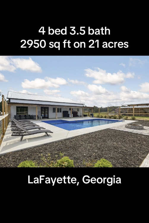 21 acre farm with a barndo + pool in NW Georgia for sale $849k. Listed by Hayden Hall with RH Real Estate #barndominium #farmlife #countryliving #nwgeorgia #georgiarealestate #chattanooga 