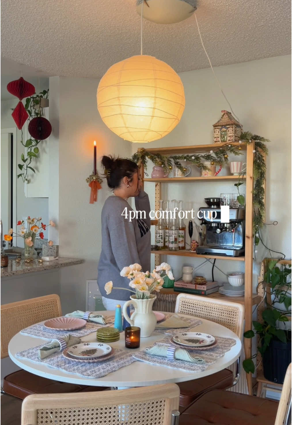 Its like a reward for the sun setting 30 min later 😅😭  #coffeebardecor #apartmenttour #cozyhome #diningroomdecor #cozychristmas #cozyapartment #apartmenttherapy #fy #coffeebarideas @Counter Culture Coffee @Breville 