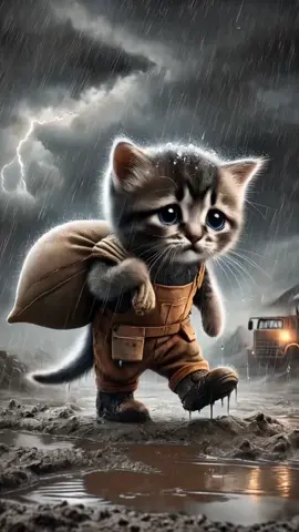 Gatinhos muito tristes por que estão trabalhando na chuva. 😩 #catsoftiktok #catlover #catlovers #cat #story #miau #gato #gatostiktok  