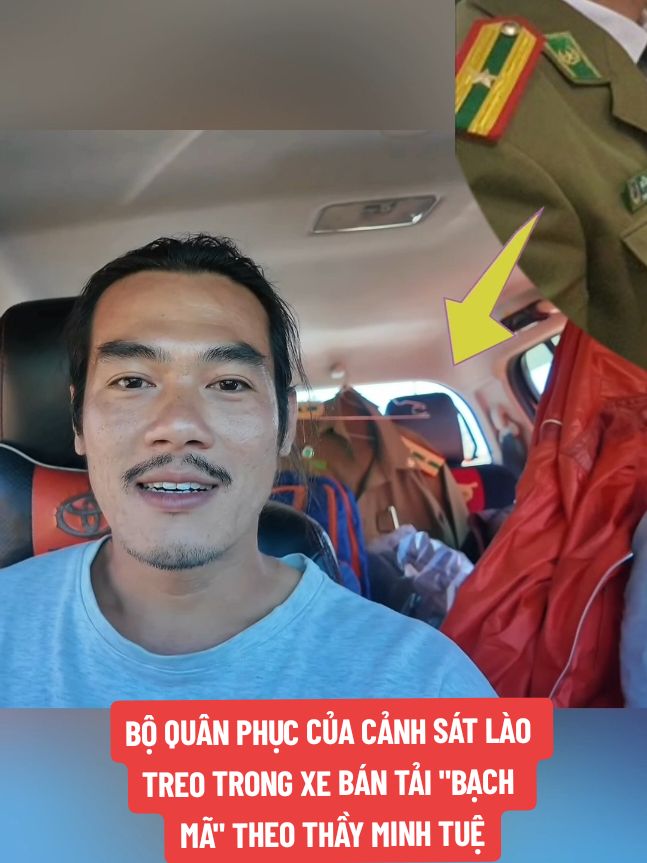 BỘ QUÂN PHỤC CỦA CẢNH SÁT LÀO TREO TRONG XE BÁN TẢI 