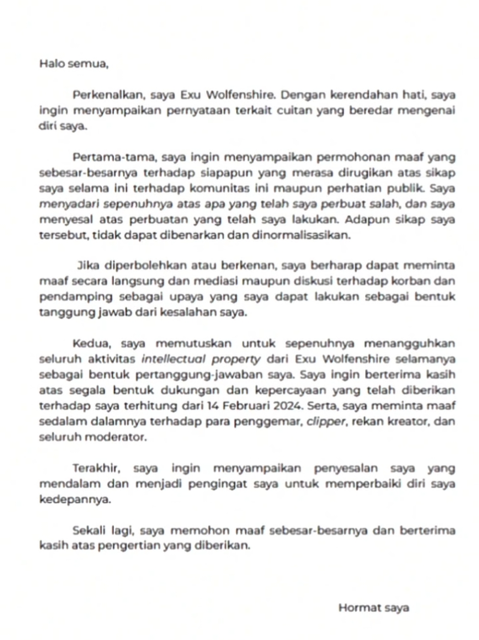 oh ini yang kabur dlu baru bikin surat? 😹  mau tag tapi orang nya udh ilang jir akunnya😹 #exuwolfenshire #vtuberindonesia #vtuber #pelecehansexual #sexualharrasment #vtuberkasus 