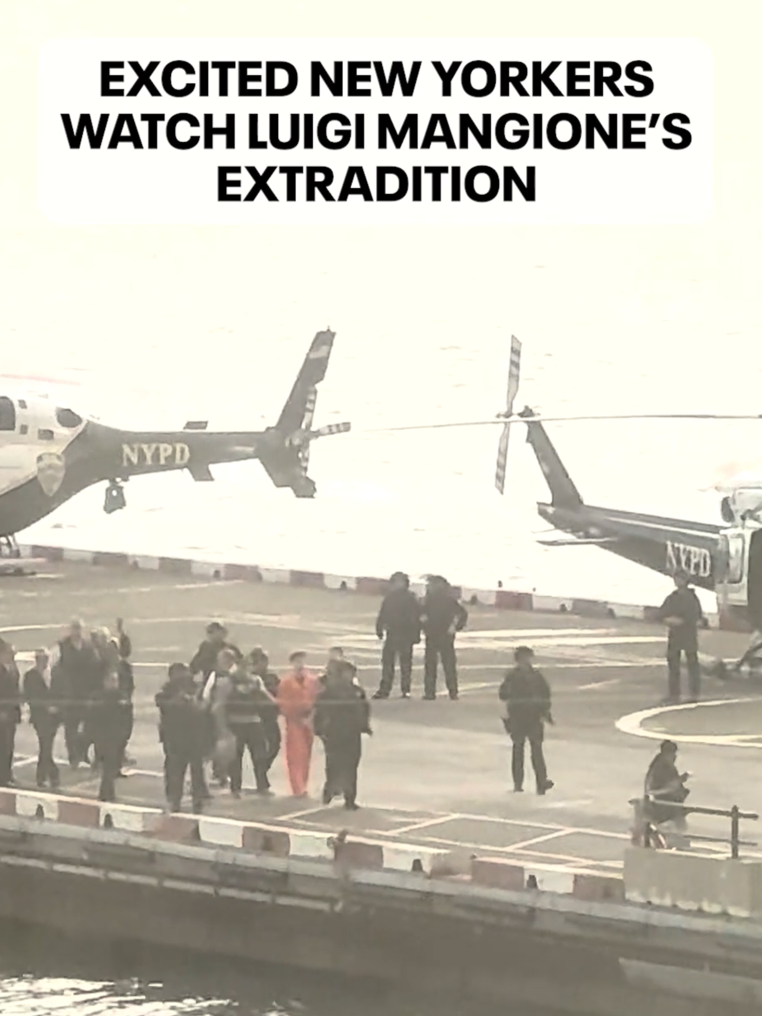 New Yorkers watched from a nearby building as Luigi Mangione, the suspect in the murder of UnitedHealthcare CEO Brian Thompson, landed in the city to appear in federal court on Thursday, December 19, after waiving his right to fight extradition. Footage captured by Stephanie Peterson and New York City Mayor’s Office shows Mangione, flanked by armed officers, being led from a helipad along the East River. Mangione is facing increasing legal troubles as state and federal prosecutors continue to up the charges against him and reveal new evidence.