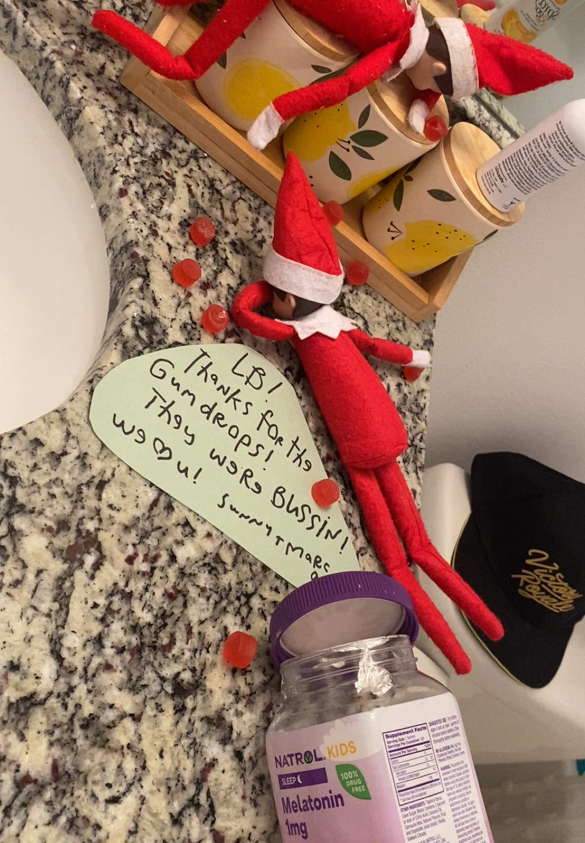 what delicious gumdrops…. 😴 crazy elves!! #ElfOnTheShelf #EOTS #EIfOnTheShelfldeas #Elfldeas #elfontheshelfadventures #MomsofTikTok #fyp #foryou #parentsoftiktok #christmas #easyelfonashelfideas #melatonin #elfnap #naptime 