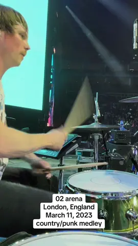 Heres a clip from 02 arena in London at c2c festival. This clip is of the middle of our medley, so it starts with the end of church on cumberland road by shenandoah, goes into all the small things by blink 182, and ends with mr brightside by the killers. Its a good workout especially since its always towards the end of the set. #nashville #drums #countrymusic #drummer #musician #arena #cover #london #c2c #mattstell #drummersoftiktok #thekillers #blink #blink182 