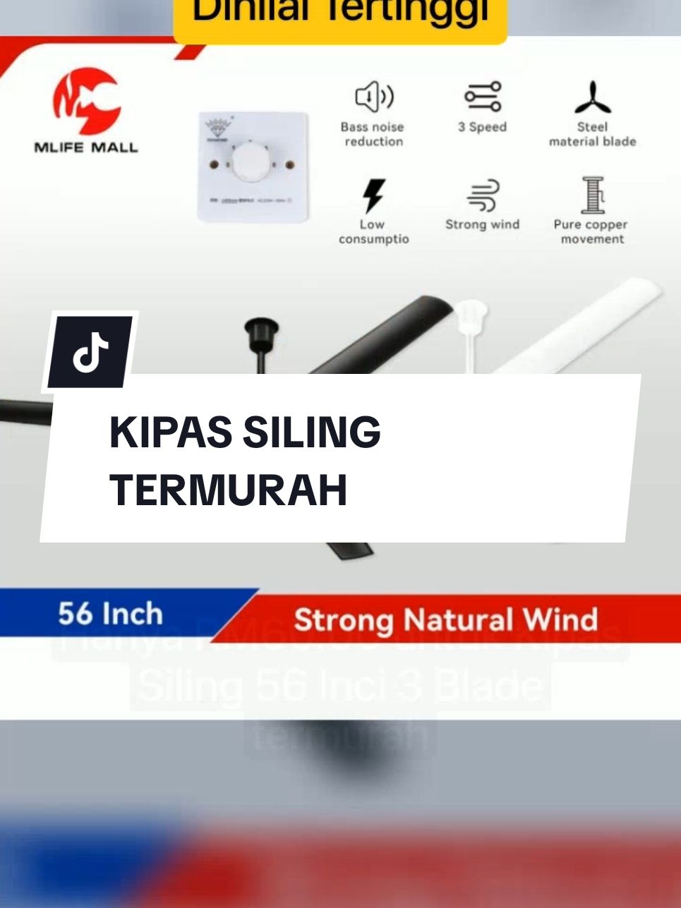 Hanya RM60.00  5 Year warrantty  Kipas Siling 56 Inci 3 Blade Termurah di pasaran, Tahan Karat Dengan Jaminan 5  #kipasanginsiling #kipassiling #kipassilingtermurah #ceilingfan#kipastermurah #viral #murah #fypシ゚viral ##viraltiktok #tiktokmalaysia #trending #tahankarat #kipastermurah 