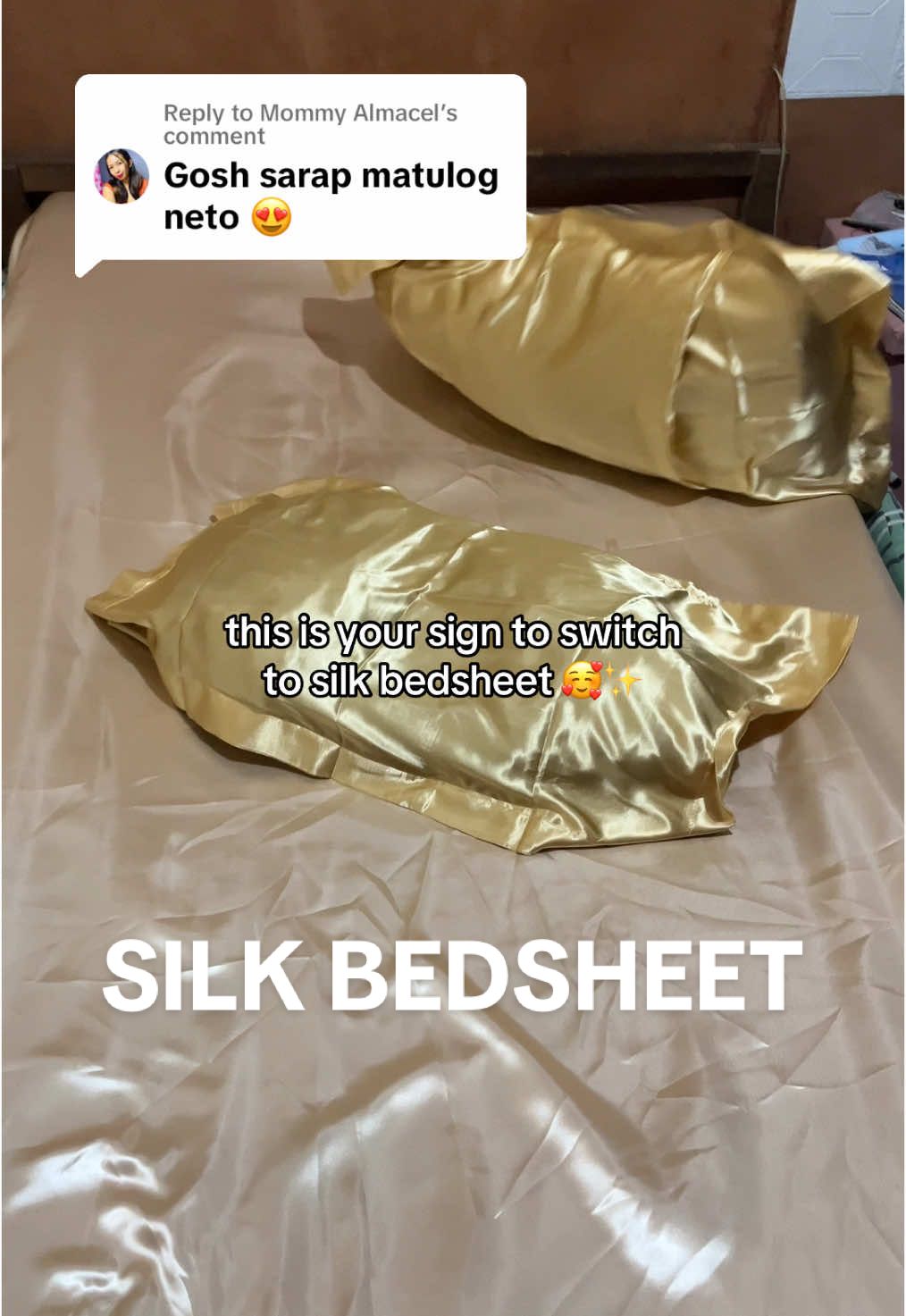 Replying to @Mommy Almacel ito na sign niyo para mag switch din ng bedsheet 🥰 #silkbedsheet #bedsheets #bedsheet 