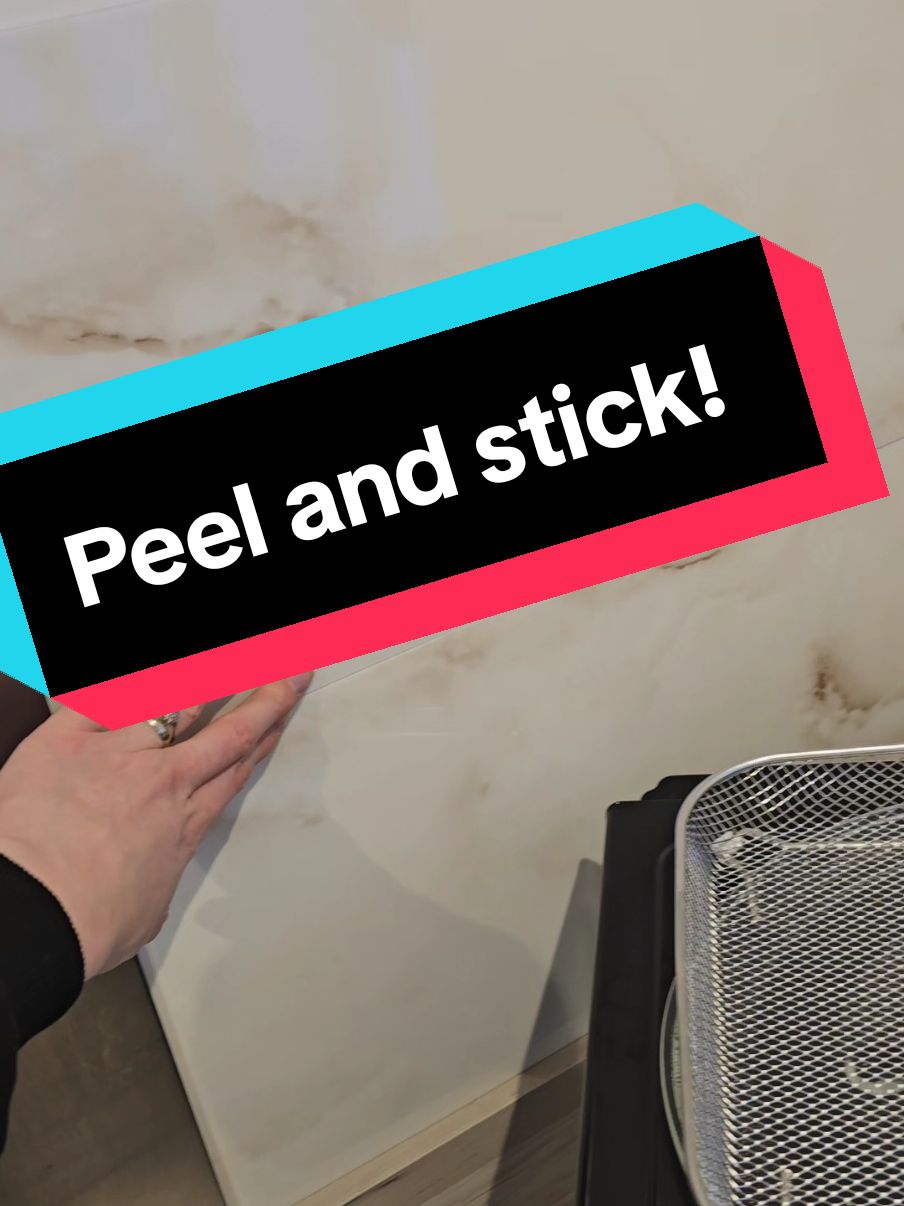 Easy DIY on a budget peel and stick tiles perfect for kitchens etc #homeandliving #diyonabudget #peelandstick #homeimprovement #tiktokmademebuyit 