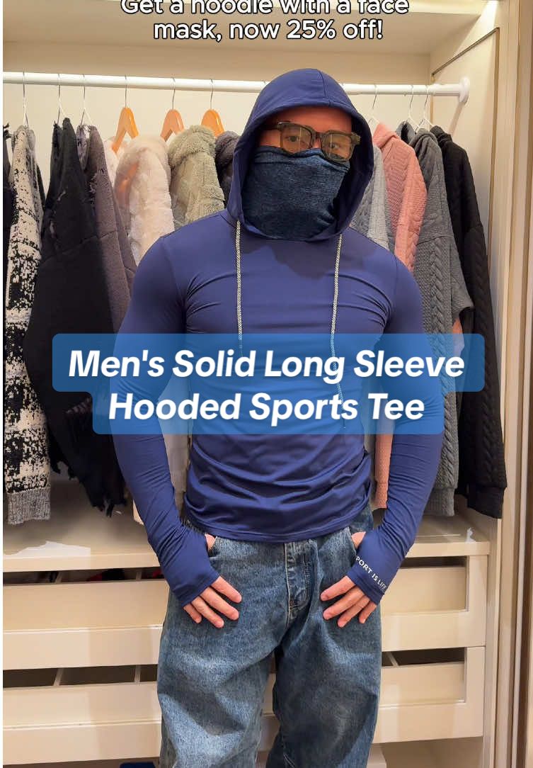 Men's Solid Long Sleeve Hooded Sports Tee#spotlightfinds #tiktokshopnewyearnewaura #tiktokshoplastchance #fashion #tee 