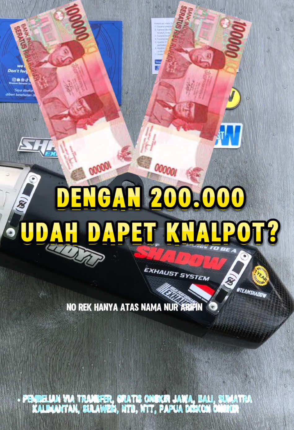 Rp 200.000 udah dapet knalpot kawan! Siap tahun baruan pastinya! #Teamshadow #shadowexhaustsystem 