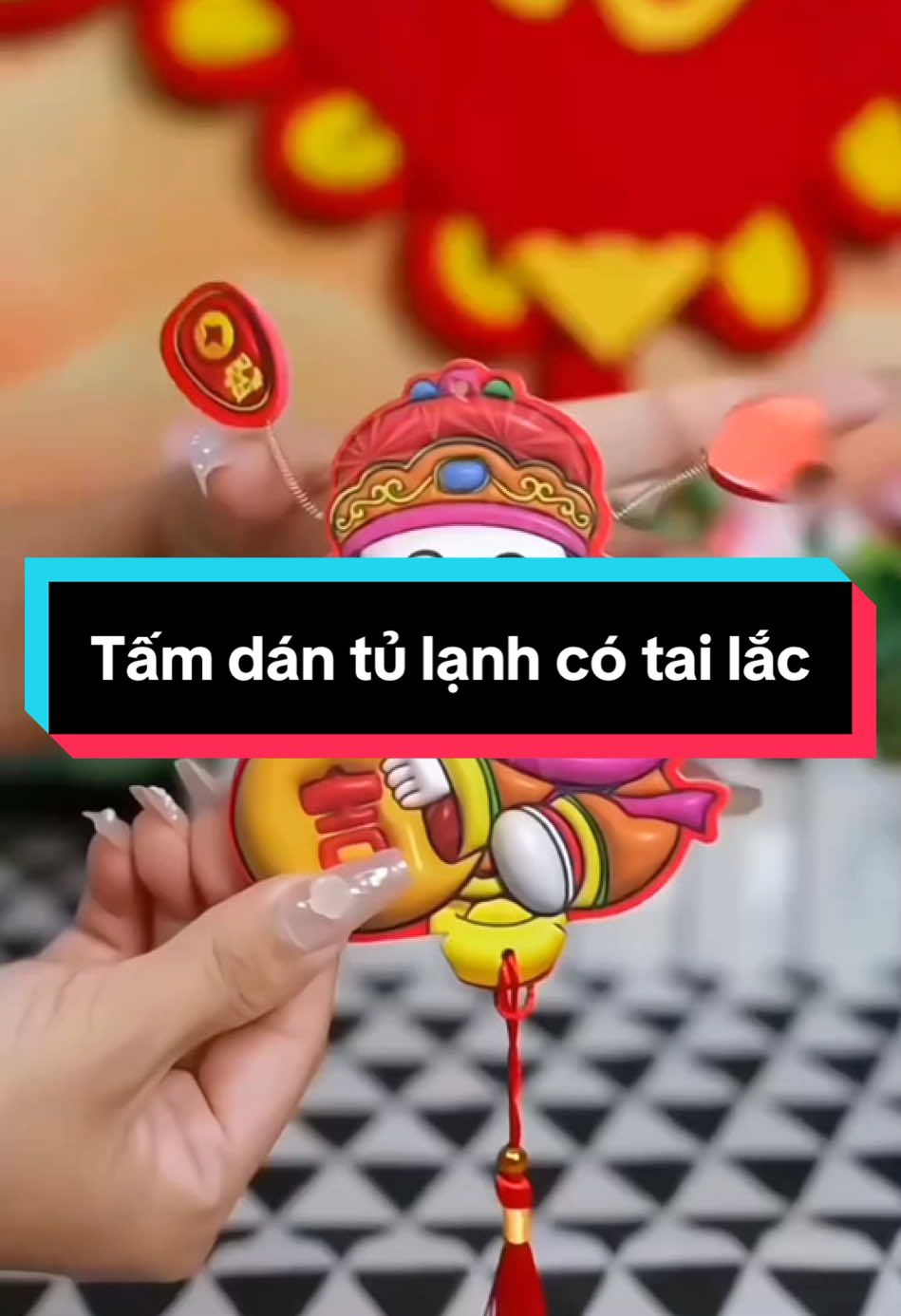 Tấm dán tủ lạnh từ tính , thiết kế lắc tai dễ thương #tamdantulanh #xuhuong #giadungthongminh #giadungtienich 