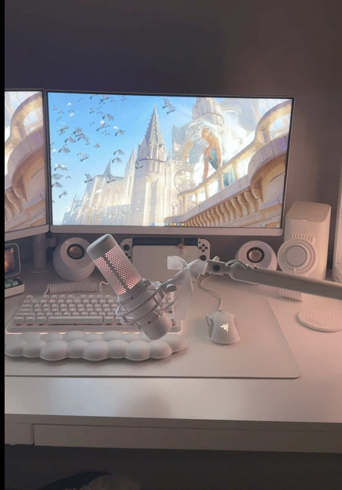Angelic vibes only 👼🏻 . ݁₊ ⊹ . ݁ ⟡  #whitedesksetup #desksetup #pcsetup #whitepc #desksetupideas #GamerGirl #girldesksetup #whitesetup #aestheticdesksetup #cozydesksetup #desksetupinspo #whitepcsetup 