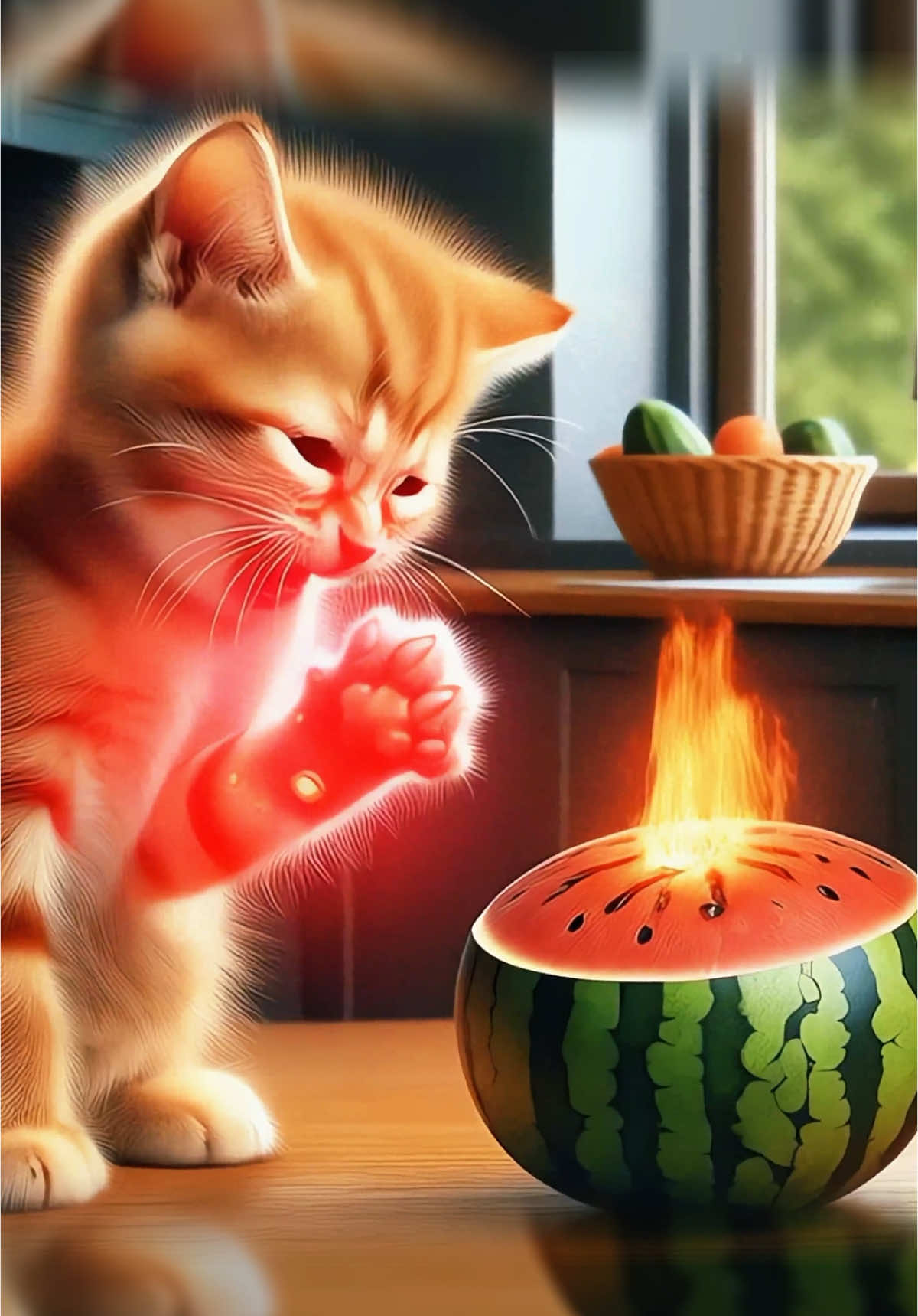 Kitten’s Microwave Mishap! 🍉🔥 Grandma & Nurse Save the Day 🐾❤️  #cattales #catfunny #cat #aiart #catsoftiktok 