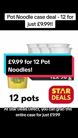 Pot Noodles - £9.99 for 12! What a bargain! Grab yours today using the link in the video #stardeals #stardealsdirect #casedeal #bulkbuy #tiktokmademebuyit #potnoodle #instantlunch #fyp #trending #dealdrops #fmcgfair 