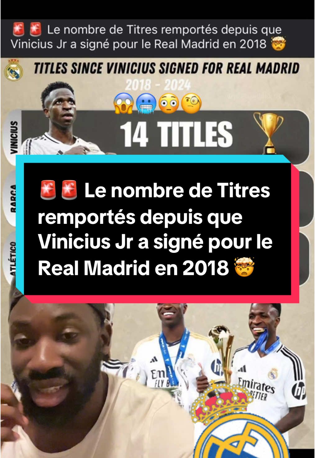 🚨🚨 Le nombre de Titres remportés depuis que Vinicius Jr a signé pour le Real Madrid en 2018 🤯