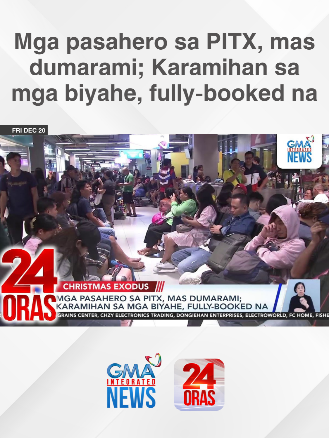 Dagsa na sa mga terminal ang mga babiyahe para sa Pasko at Bagong Taon. Inaasahang darami pa ‘yan sa mga susunod na araw pero ngayon pa lamang, punuan na ang maraming biyahe. Hinigpitan na rin ang seguridad sa maraming terminal tulad sa Parañaque na karaniwang dinadagsa ng mga pasahero. | 24 Oras #BreakingNewsPH #GMAIntegratedNews #24Oras